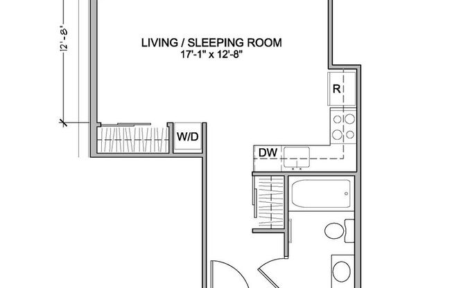 Studio, 1 bath, 376 sqft, $1,350, Unit 5-A (ADA)