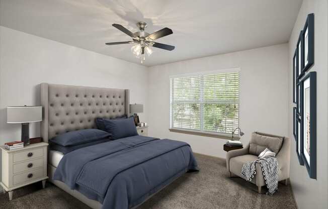 Bedroom with comfortable bed at Sandstone Creek Apartments , Overland Park, KS