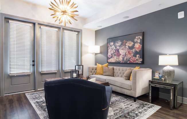 Modern Living Room at The Alastair at Aria Village, Sandy Springs