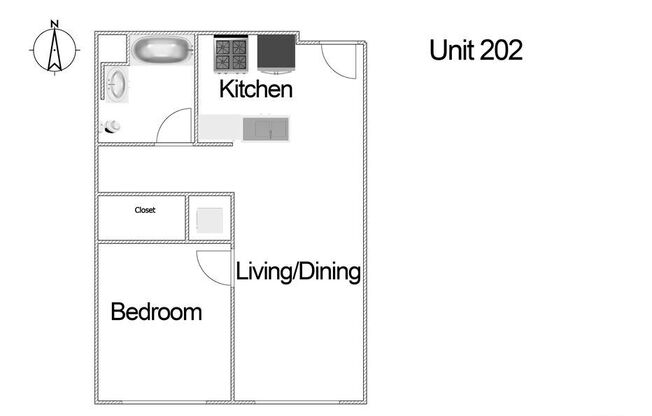 1 bed, 1 bath, 700 sqft, $2,500, Unit 202