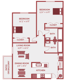 2 beds, 2 baths, 940 sqft, $1,645