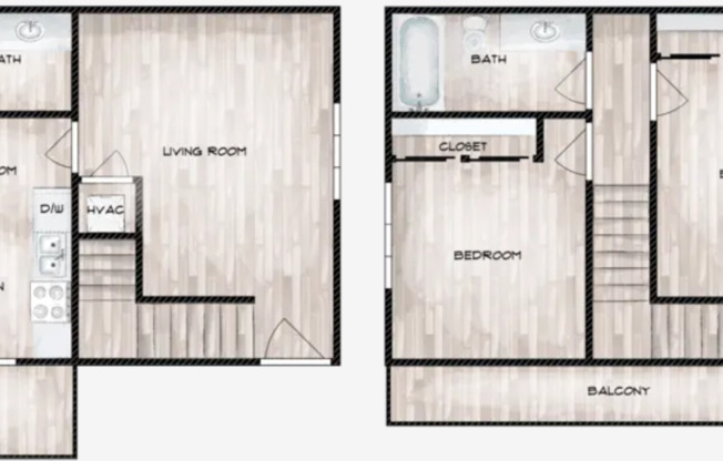 2 beds, 1.5 baths, 966 sqft, $1,075