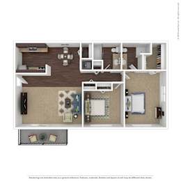2 beds, 2 baths, 947 sqft, $1,228