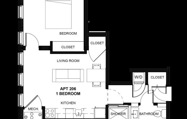 1 bed, 1 bath, 495 sqft, $1,475