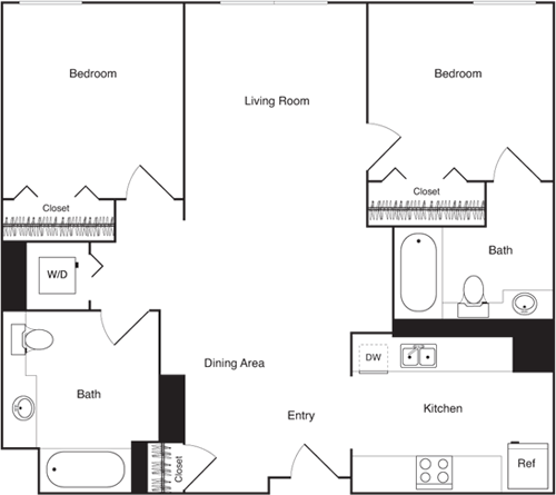 2 beds, 2 baths, 896 sqft, $2,656, Unit 627