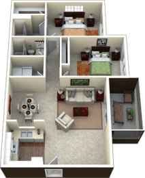 2 beds, 2 baths, 1,151 sqft, $1,640