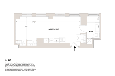 Studio, 1 bath, 570 sqft, $1,785