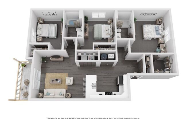 3 beds, 2 baths, 1,263 sqft, $1,525, Unit 4711-231