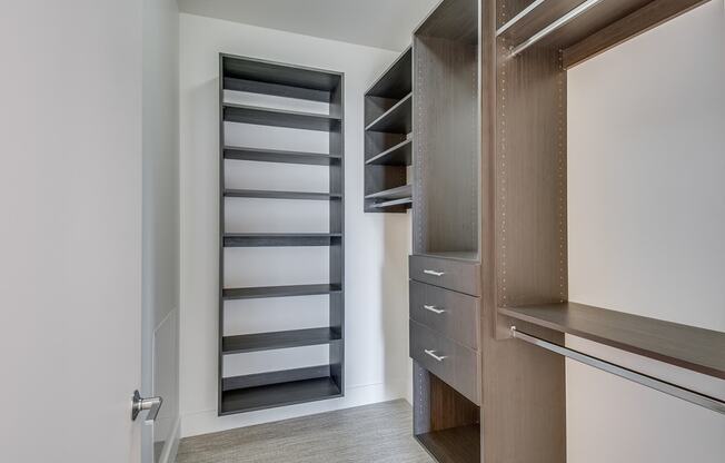 Spacious Walk-In Closets with Built-In Shelving Systems at Cirrus, Seattle, 98121
