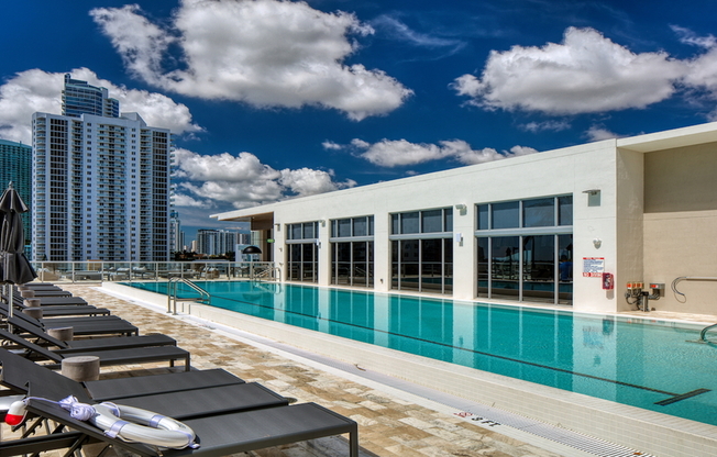 Refreshing rooftop lap pool