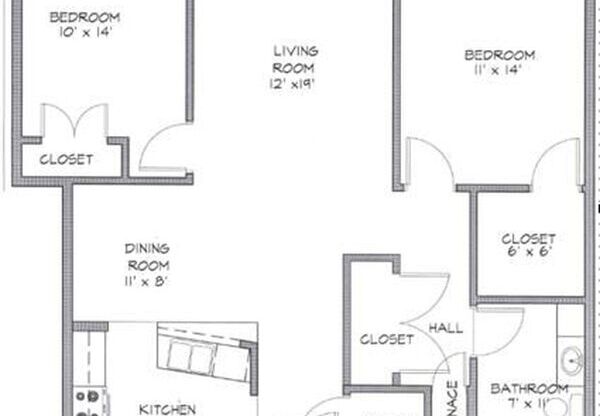 2 beds, 1 bath, 1,043 sqft, $1,265