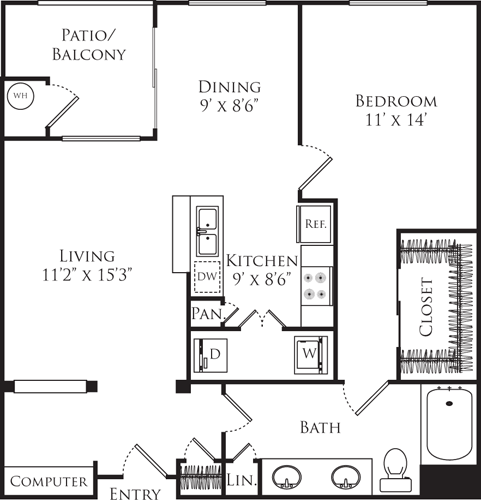 1 bed, 1 bath, 883 sqft, $2,830, Unit 516