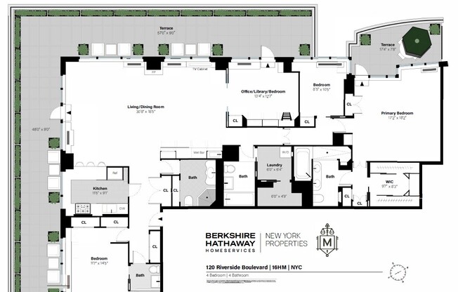 4 beds, 4 baths, 2,512 sqft, $21,000, Unit 16M
