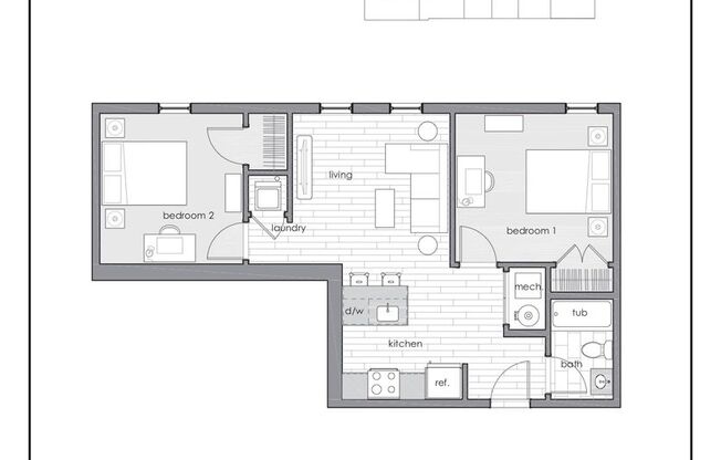 2 beds, 1 bath, 765 sqft, $3,095, Unit The Elm - 503