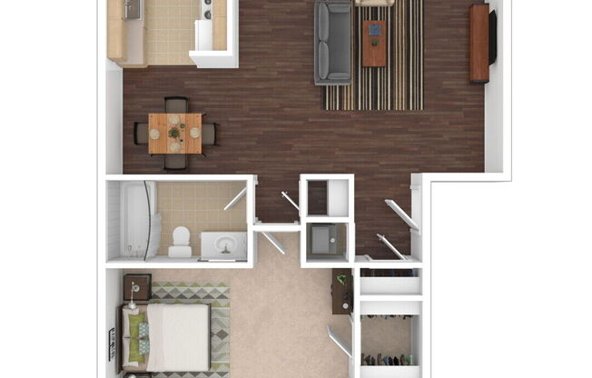 1 bed, 1 bath, 616 sqft, $1,038