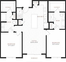 2 beds, 2 baths, 1,128 sqft, $2,525