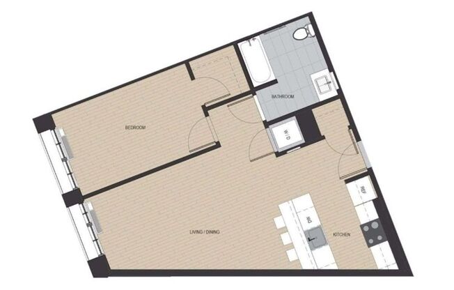 1 bed, 1 bath, 596 sqft, $2,450, Unit 504