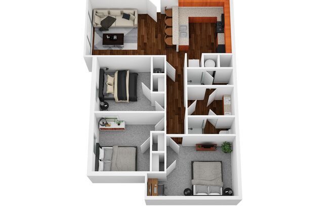 1 bed, 2 baths, $625