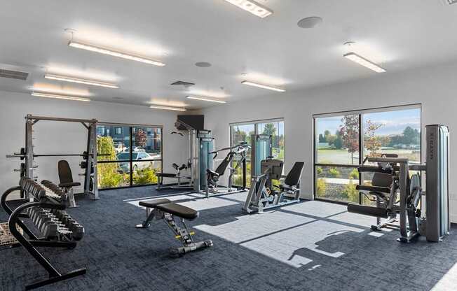 Vicinity at Horn Rapids Apartments Fitness Center with weights