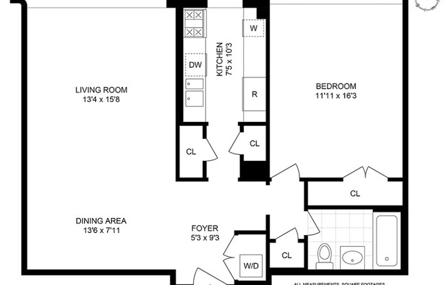 1 bed, 1 bath, 919 sqft, $7,500, Unit A1705