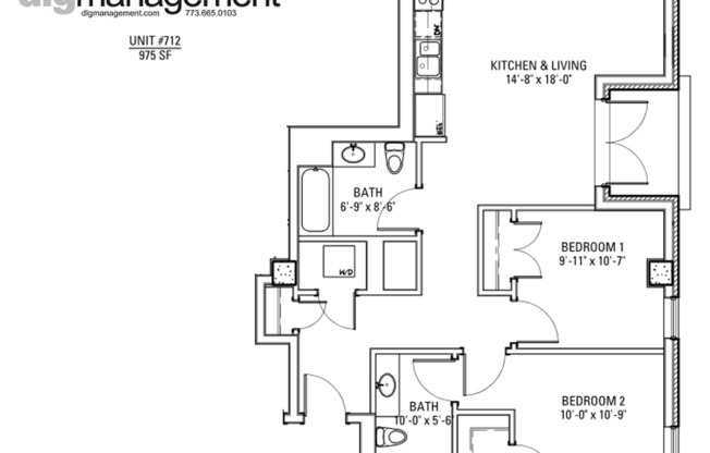 2 beds, 2 baths, 975 sqft, $3,750, Unit 3833-612