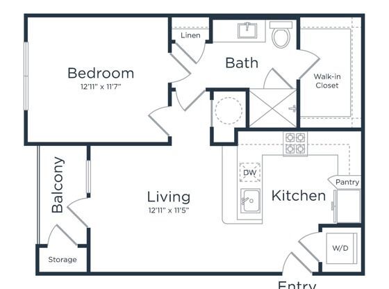 1 bed, 1 bath, 627 sqft, $1,300