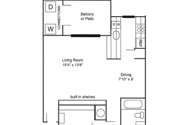 1 bed, 1 bath, 870 sqft, $875