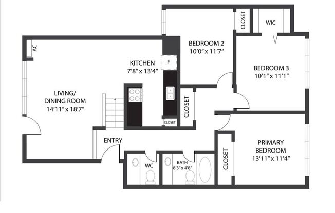 3 beds, 1.5 baths, 1,050 sqft, $1,730, Unit 4586-3