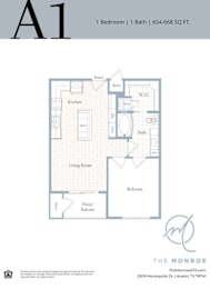 1 bed, 1 bath, 654 sqft, $1,299