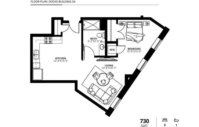 1 bed, 1 bath, 730 sqft, $1,825, Unit 205