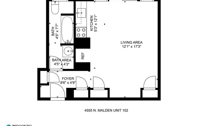 Studio, 1 bath, 282 sqft, $1,500, Unit 102