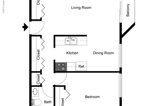 1 bed, 1 bath, 640 sqft, $1,248
