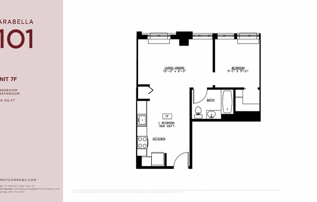 1 bed, 1 bath, $4,275, Unit 7F0