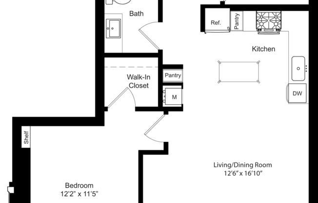 1 bed, 1 bath, 756 sqft, $3,040