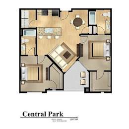 2 beds, 2 baths, 1,022 sqft, $1,899