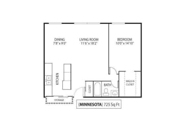 1 bed, 1 bath, 725 sqft, $1,275