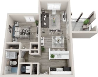 1 bed, 1 bath, 703 sqft, $1,150