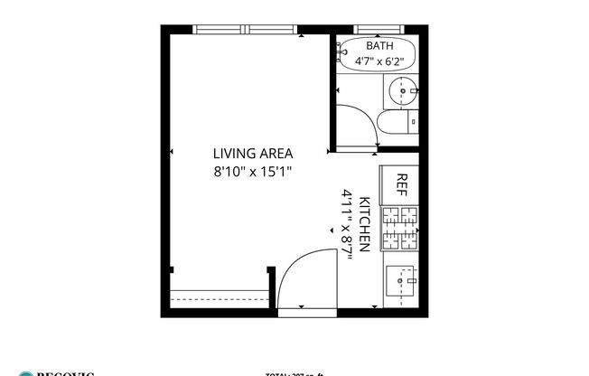 Studio, 1 bath, 207 sqft, $1,475, Unit 211
