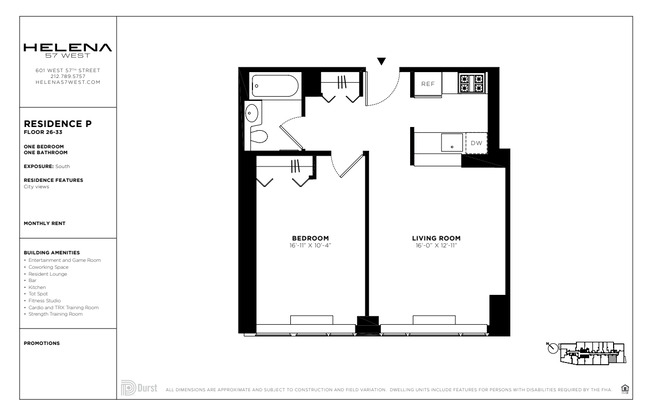 1 bed, 1 bath, $4,931, Unit 29P