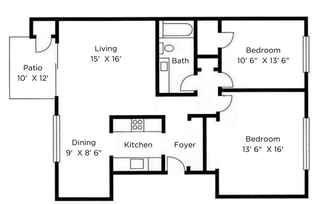 2 beds, 1 bath, 1,065 sqft, $2,025, Unit 3208-3