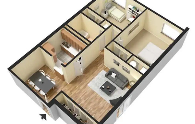 2 beds, 1 bath, 750 sqft, $1,075, Unit 504B