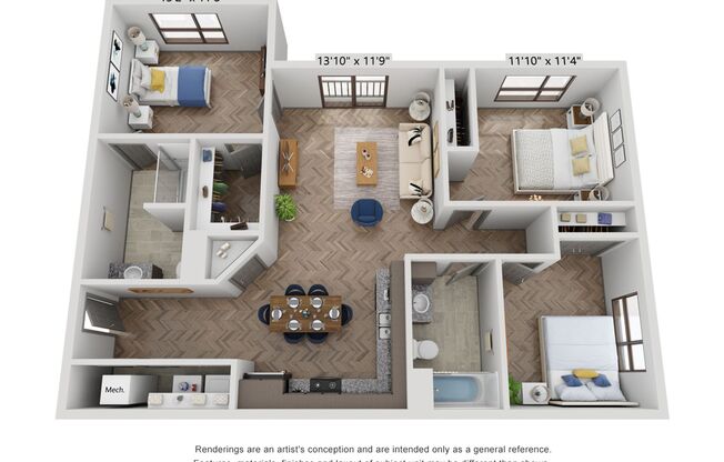 3 beds, 2 baths, 1,133 sqft, $2,220, Unit 3-120