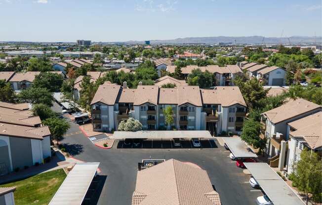 an aerial view of a group of houses in a neighborhood