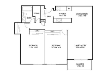 2 beds, 1 bath, 1,015 sqft, $1,755