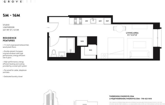 Studio, 1 bath, 467 sqft, $3,450, Unit 6M