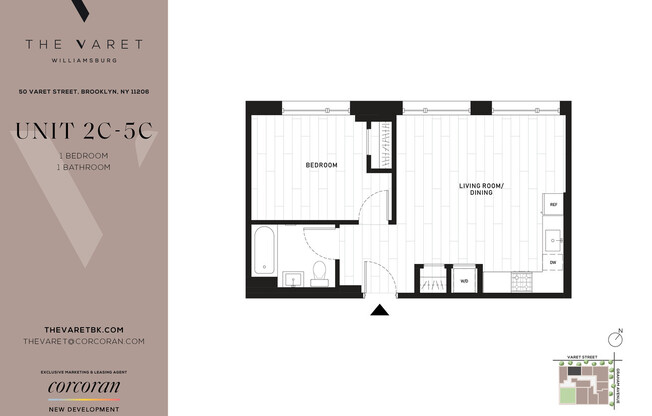 1 bed, 1 bath, $3,995, Unit 5C