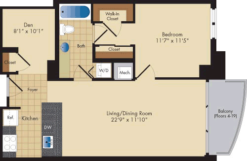 1 bed, 1 bath, 788 sqft, $2,850, Unit 1510