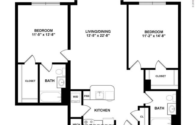 2 beds, 2 baths, 1,020 sqft, $2,970