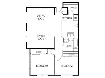 2 beds, 1 bath, 950 sqft, $1,545