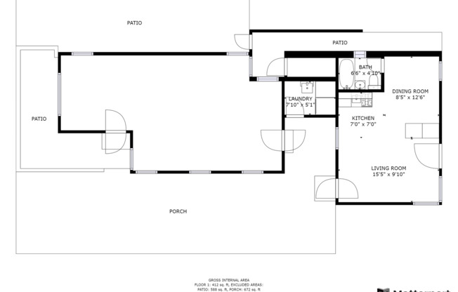 Studio, 1 bath, $3,200, Unit 620 1/2 Clubhouse